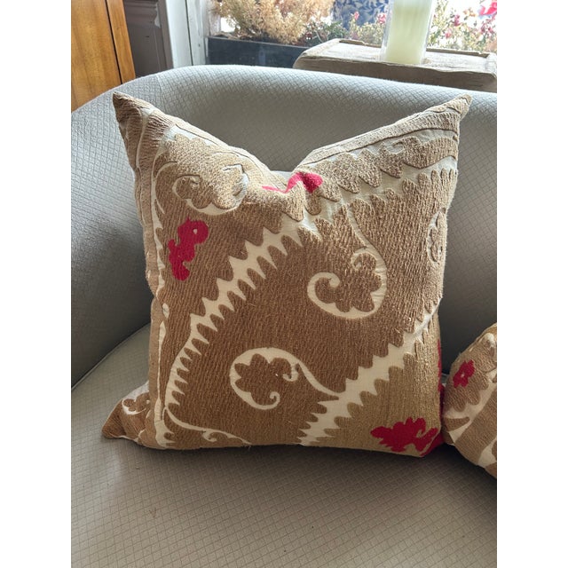 Mid 20th Century Handmade Suzani Throw Pillow For Sale - Image 5 of 12