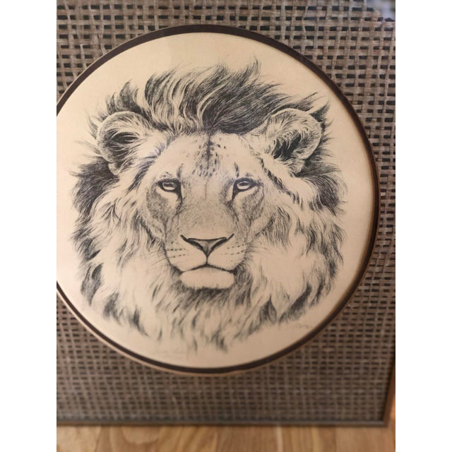 Metal 1970s Vintage Linda Picken Lion and Tiger Framed Prints - a Pair For Sale - Image 7 of 10