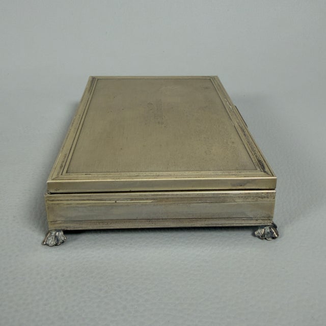 800 Silver Wooden Jewelry Box with Feet, 1982 For Sale - Image 5 of 12