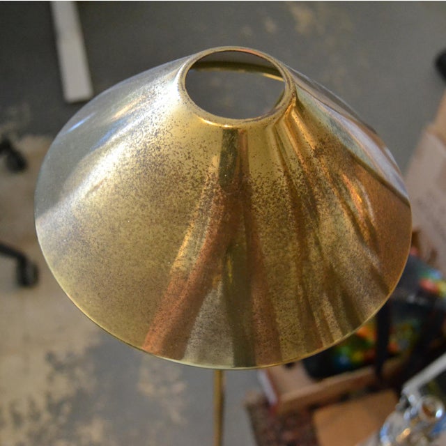 Vintage Maison Jansen Style Mid-Century Modern Patinated Brass Steel Floor Lamp For Sale - Image 14 of 16