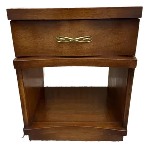 Vintage Walnut 1 Drawer Nightstand Bedside Table.
