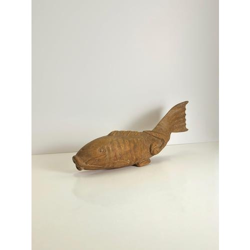 Late 19th Century Japanese Meiji Keyaki Wood Koi Carp Sculpture For Sale - Image 3 of 10