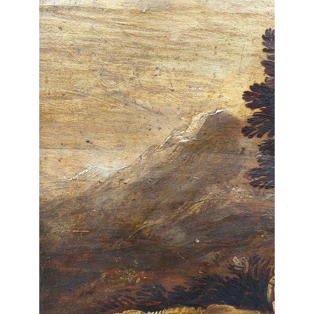 Rustic Rural Landscape with Figures, Oil on Canvas, 18th Century For Sale - Image 3 of 6