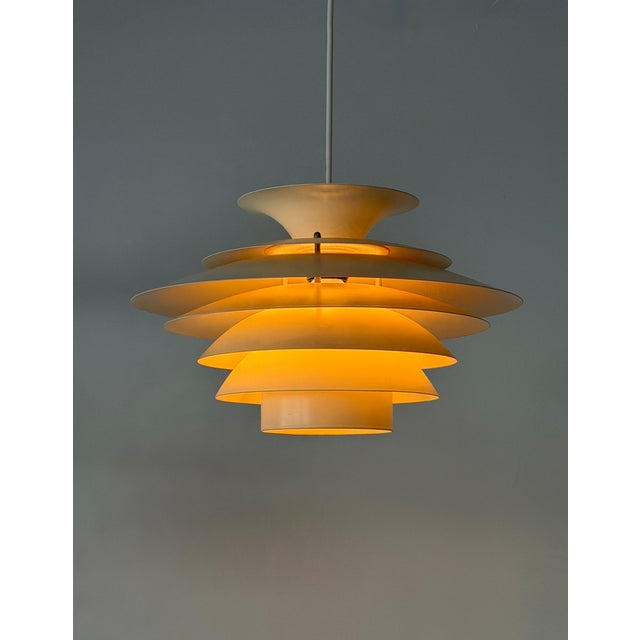 Scandinavian Cream Pendant Lamp with 7 Layers from Jeka, Denmark, 1960s For Sale - Image 6 of 18