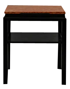 Art Deco Side Table in Black Lacquer with Red Marble Top, Germany, 1925