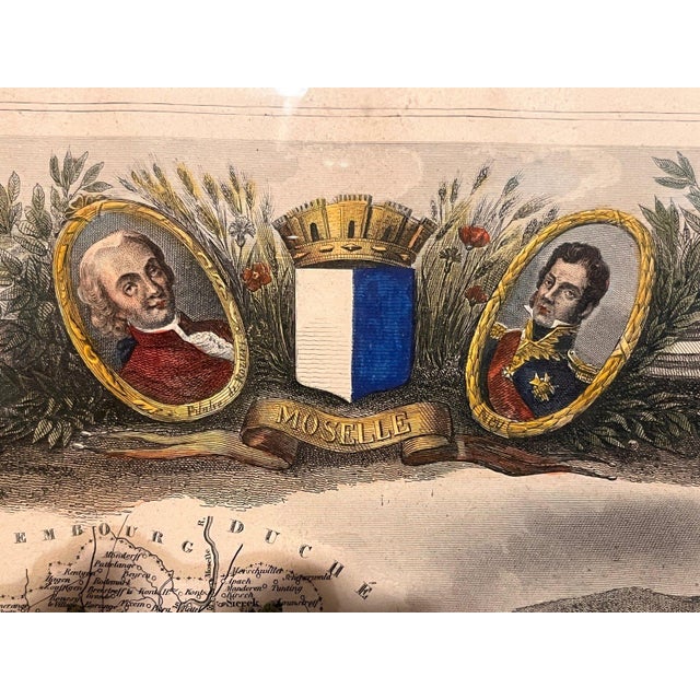 c.1850 Victor Levasseur Hand-Colored Map Dept De La Moselle Antique Framed For Sale - Image 10 of 12