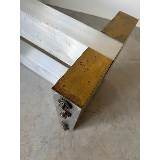 Metal 1970s Paul Mayen for Habitat Architectural Aluminum & Brass Rectangular Coffee Table Base For Sale - Image 7 of 12