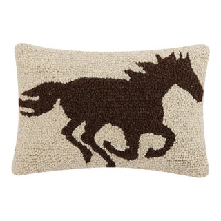 Racehorse Brown Silhouette Hook Pillow, 8" x 12" For Sale