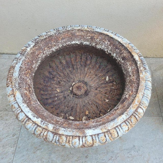 Large Cast Iron Garden Vases on Bases, 19th Century, Set of 2 For Sale - Image 14 of 18