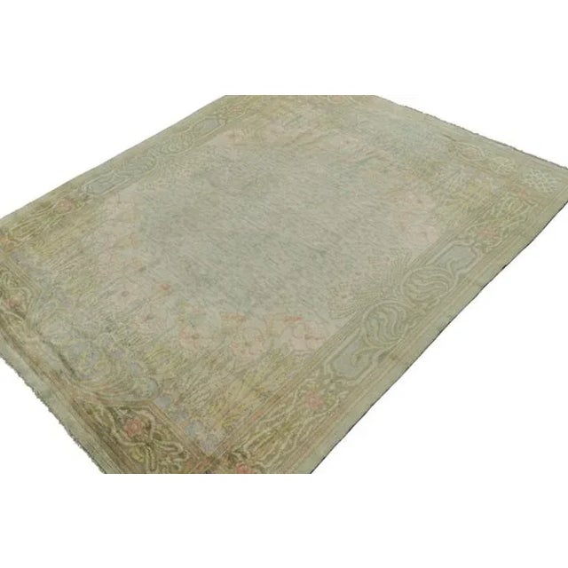 Rug & Kilim Antique Voysey Arts & Crafts Rug in Green With Floral Patterns, From Rug & Kilim For Sale - Image 4 of 7