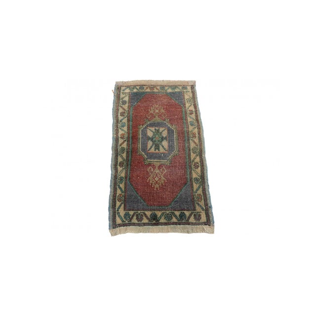 Handknotted Vintage decorative mini wool rug from Kars region of Tukey. Approximatelly 45-55 years old. In very good...
