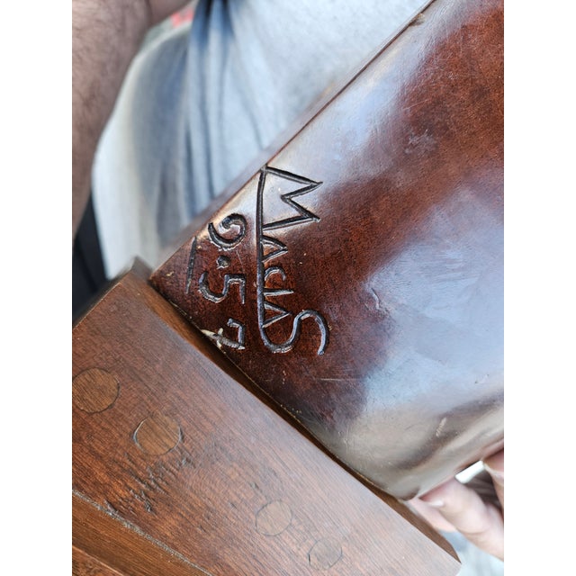 Stunning Large Mid Century Neoclassical Carved Wood Head Signed Macias Mexican Artist For Sale - Image 12 of 12