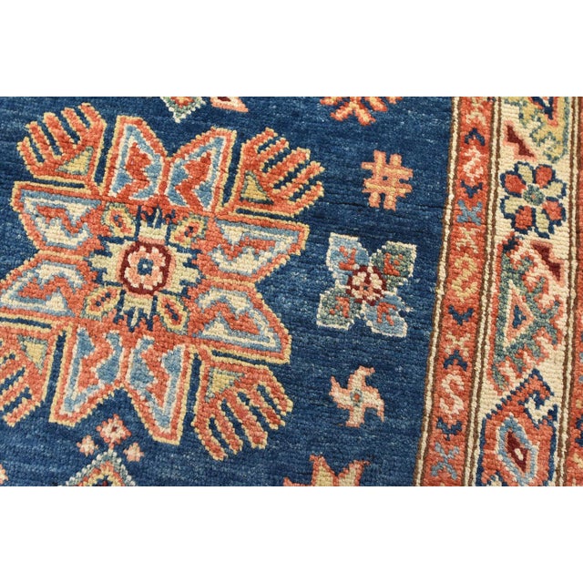 2020s Kazak Runner 2’7” X 7’8” Blue Wool Tribal Hand-Knotted Oriental Rug For Sale - Image 5 of 14