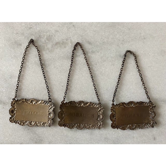 Vintage Sqaure Cut Crystal Glass Decanters With Diamond Point Pattern - Set of 3 For Sale - Image 11 of 13