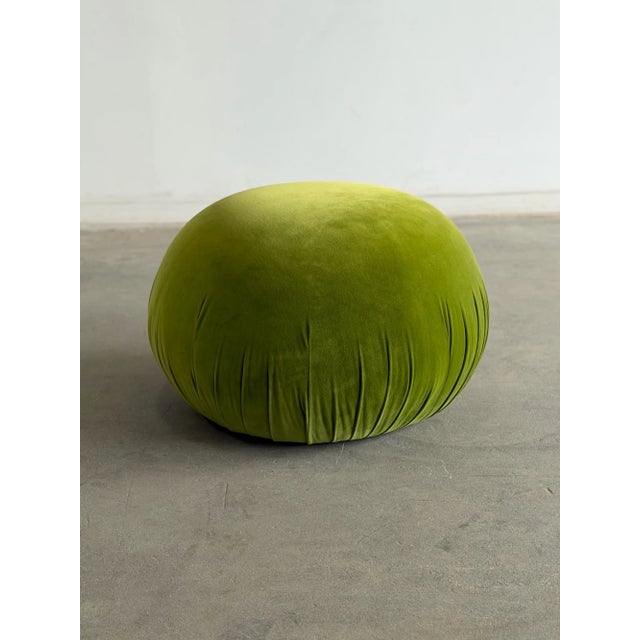 Italian Green Velvet Italian Ottoman For Sale - Image 3 of 10