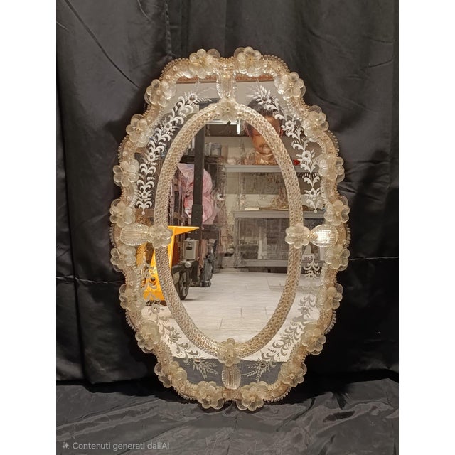 Glass Antique Murano Glass Mirror, 1950s For Sale - Image 7 of 7