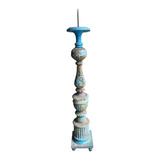 Late 19th Century Wood Altar Pricket Candle Holder For Sale