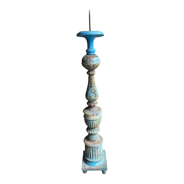 Late 19th Century Wood Altar Pricket Candle Holder For Sale