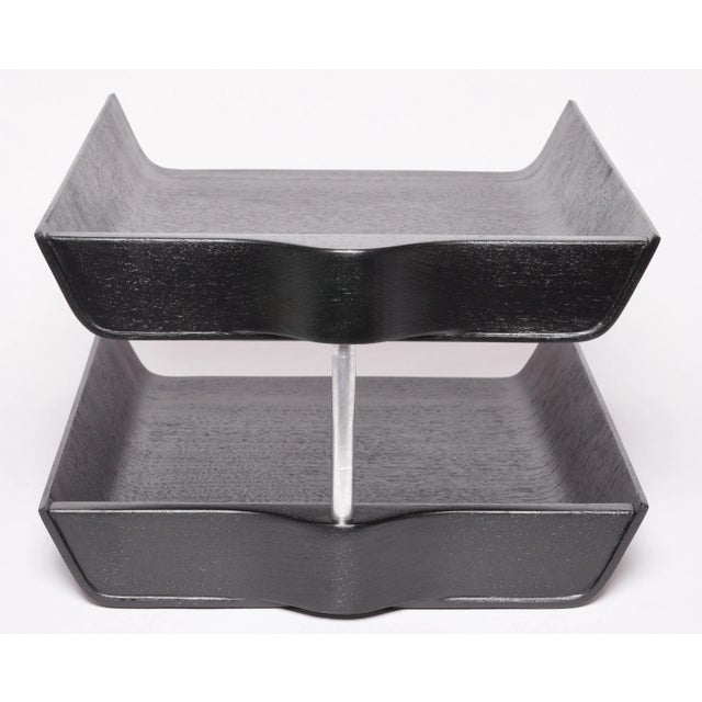 Knoll Mid Century Modern Two-Tier Ebonized Walnut Document Trays by Knoll For Sale - Image 4 of 12