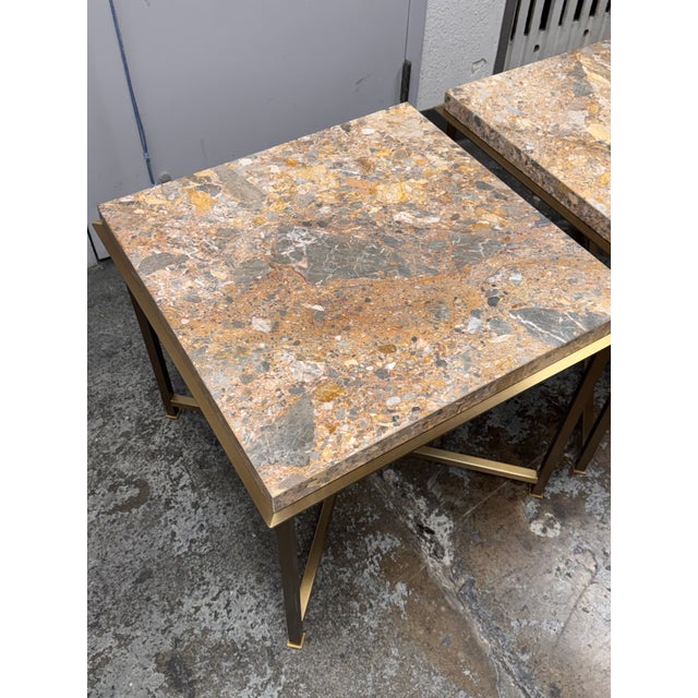 Bassett Furniture Square Stone Top End Tables, Pair For Sale In San Francisco - Image 6 of 12