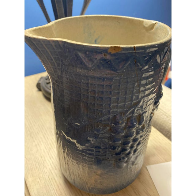 Antique North Star Blue and White Stoneware Pitcher For Sale - Image 4 of 9