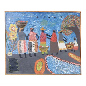 Folk Art Tropical Painting on Canvas