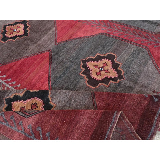 Textile Galerie Shabab Collection Mid-20th Century Turkish Anatolian Square Carpet For Sale - Image 7 of 8