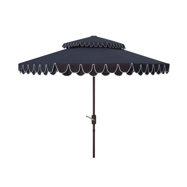 Elegant Valance 9Ft Double Top Umbrella, Navy With White Trim For Sale In Philadelphia - Image 6 of 6