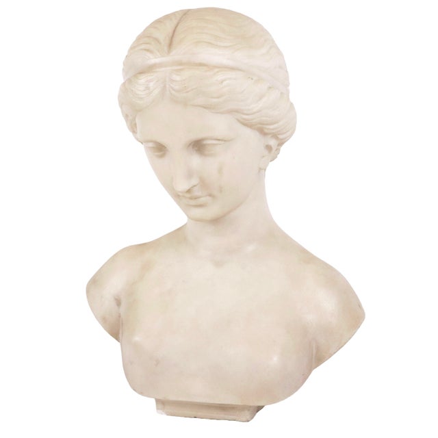 Italian Carved Marble Bust of a Young Woman For Sale - Image 4 of 16