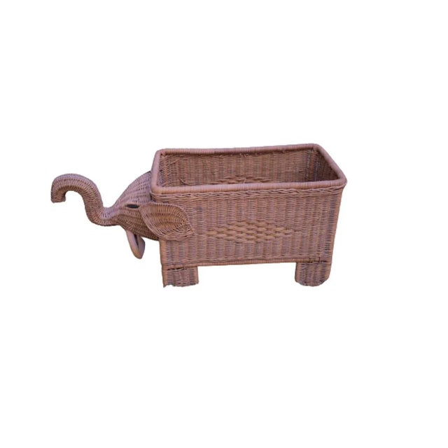 Late 20th Century Vintage Elephant Wicker Basket Planter For Sale - Image 5 of 7