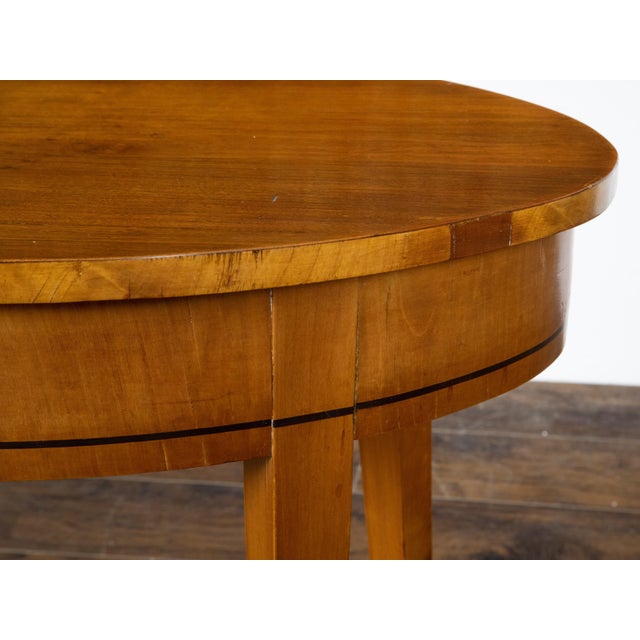 French Neoclassical Style 19th Century Walnut Table with Oval Top, Tapered Legs For Sale - Image 4 of 12
