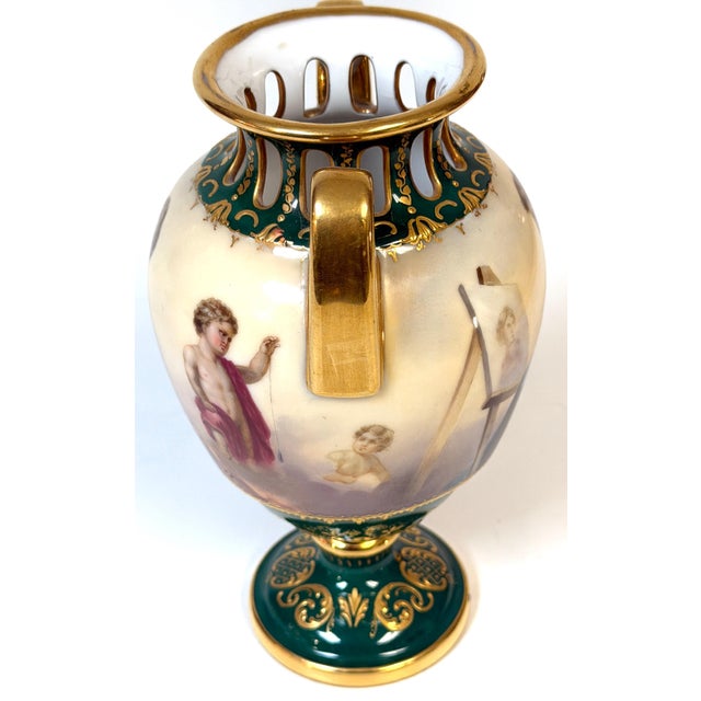 Royal Vienna Cabinet Vase, Allegory of Painting & Architecture, Signed Herner For Sale - Image 16 of 16