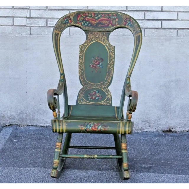 19th Century Hand Painted Large Rocking Chair For Sale - Image 4 of 10