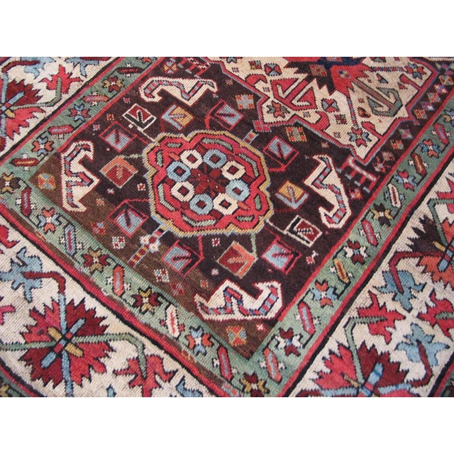 Late 19th Century 1890s Brown Geometric Tribal Antique Caucasian Kazak Rug 3'6" X 9'2" Handknotted Wool Carpet For Sale - Image 5 of 5