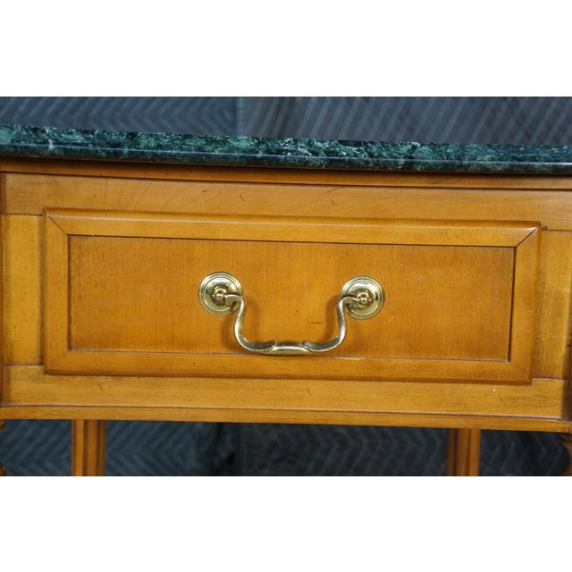 Vintage Century Furniture Louis XVI Neoclassical Style Maple Green Marble Side Table 25" For Sale - Image 10 of 18
