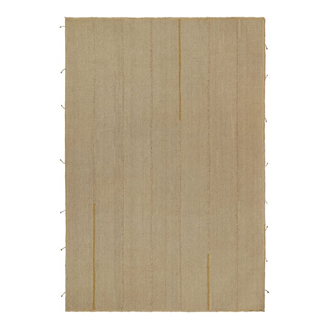 Rug & Kilim’s Contemporary Kilim in Beige With Gold and Brown Accents For Sale