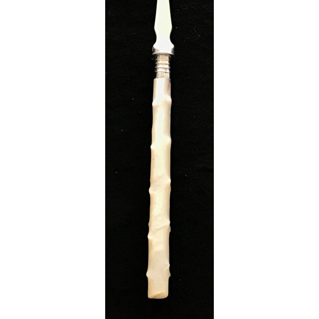 Metal 19th Century British Silver Pickle Fork or Hors d'Oeuvres Fork With Twig Carved Bone Handle For Sale - Image 7 of 8