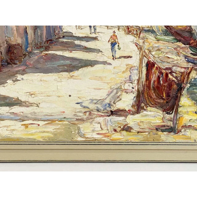 Blue French Framed Oil Painting of Seaside Village by Maurice Barle For Sale - Image 8 of 13