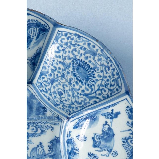 Dutch Blue and White Chinoiserie Lobed Dish For Sale - Image 4 of 9