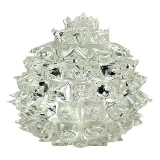 Rostrato and Clear Murano Glass Jewellery Bowl attributed to Ercole Barovier for Barovier & Toso, Italy, 1940s For Sale