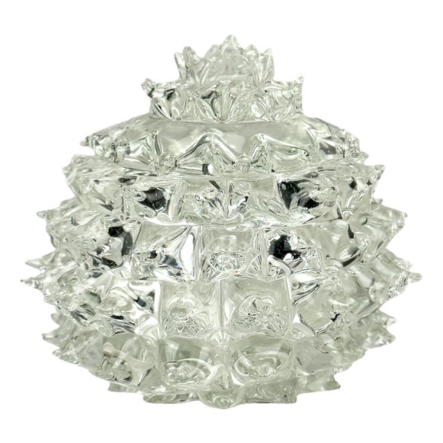 Rostrato and Clear Murano Glass Jewellery Bowl attributed to Ercole Barovier for Barovier & Toso, Italy, 1940s For Sale