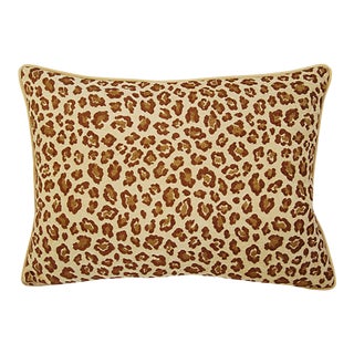 Leopard Spot Velvety Chenille Feather/Down Pillow 24" X 18" For Sale