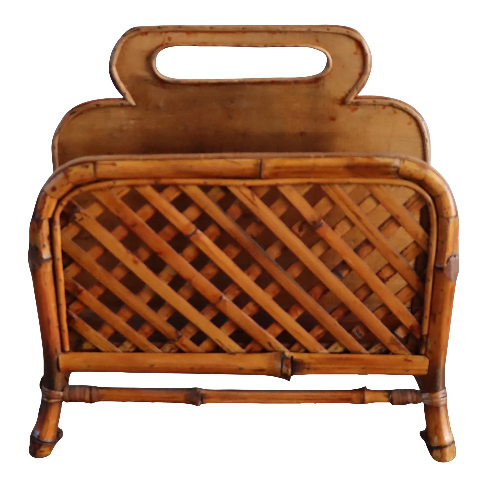 Mid Century Bamboo Magazine Rack | Chairish