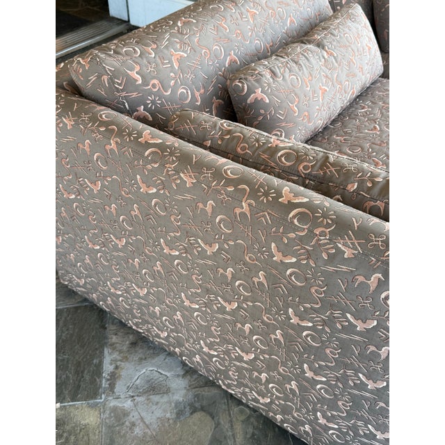 Peach C & L Designs Laguna Sofa in Quilted Folklore For Sale - Image 8 of 12