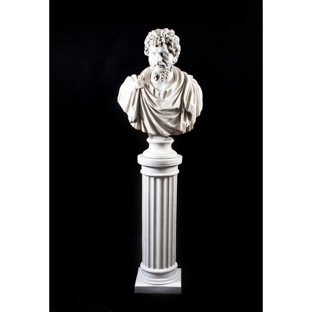 Marble Bust and Pedestal Depicting Roman Emperor Lucius Versus, Set of 2 For Sale - Image 17 of 18