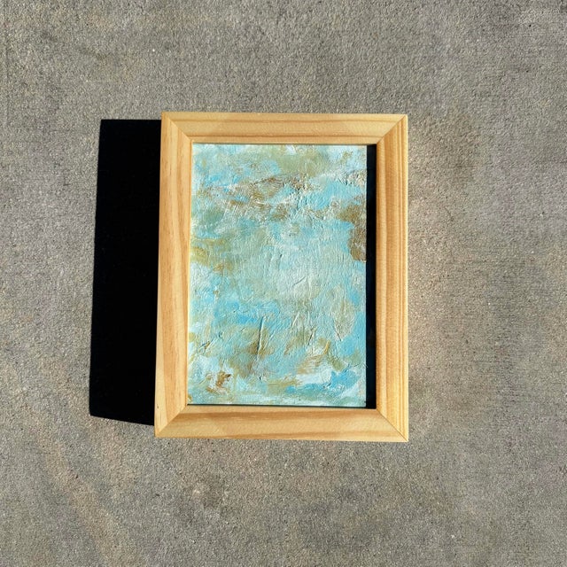 Vintage Boho Miniature Abstract Painting in Wood Frame For Sale - Image 4 of 7