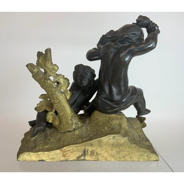 Antique French Bronze Sculpture of Playing Infants For Sale - Image 4 of 13