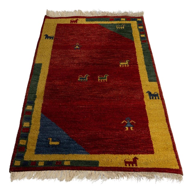 Back Gabbeh Rug in Wool For Sale