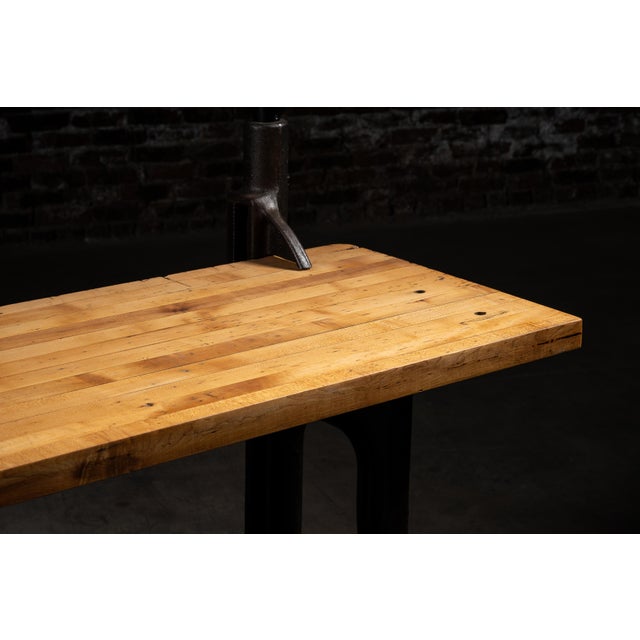 Black Vintage Industrial Cast Iron Butcher Block Work Bench Island For Sale - Image 8 of 9