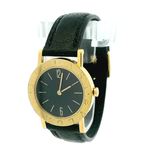 Modern Vintage Bvlgari A5011 18k Gold Black Dial Watch, Circa 1990 For Sale - Image 3 of 14